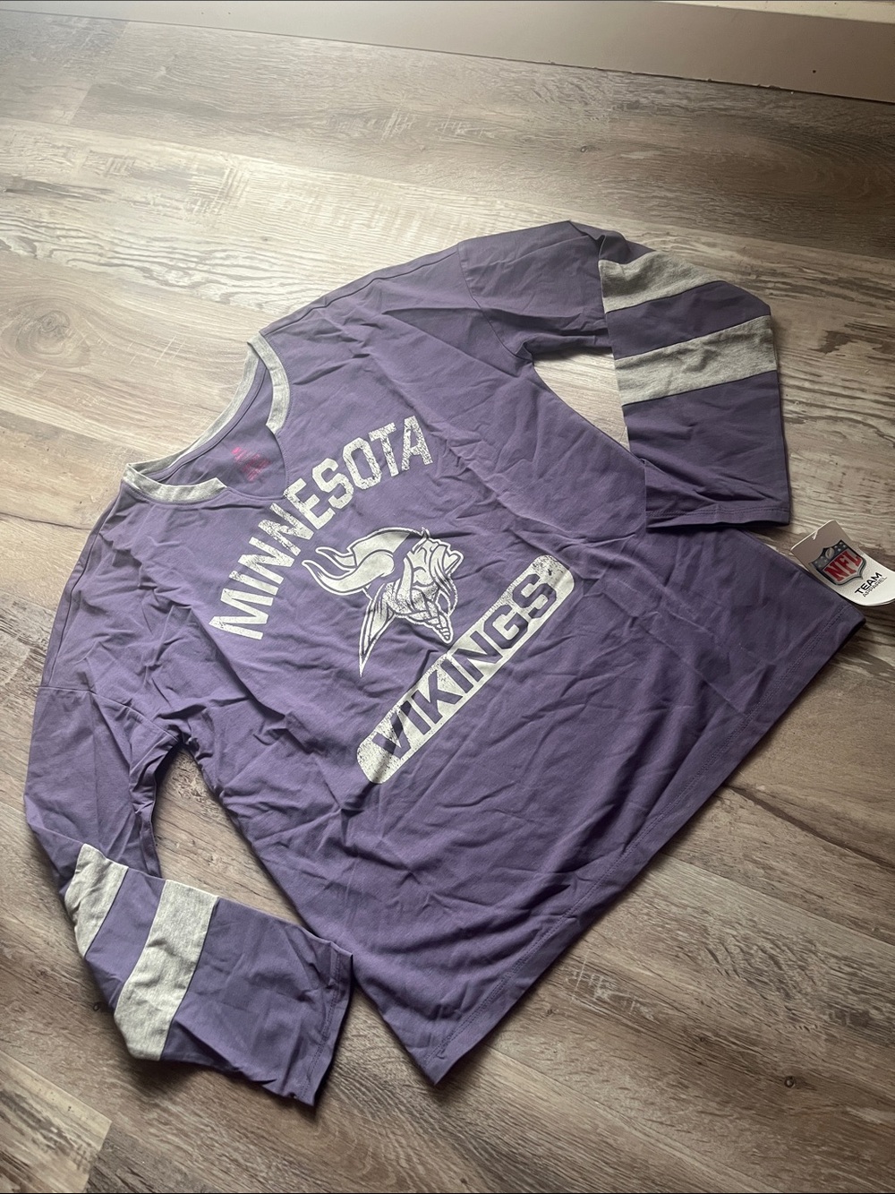 NFL Minnesota Vikings Purple Long Sleeve Tee with Gray Stripes